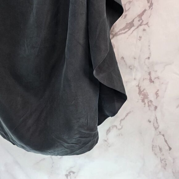 In Ad Minus Dress Womens 4 Small Black Silk Mini Asymmetric Shift Ruffle LBD - Picture 6 of 16